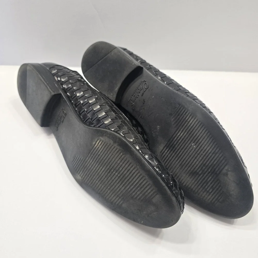 Trotters Women's Loafers Size 7N Black Woven Leather Slip On Flats Comfort Shoes